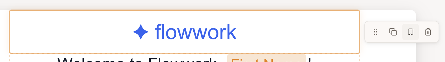 A selected block's action bar, with the bookmark action that starts a pick session